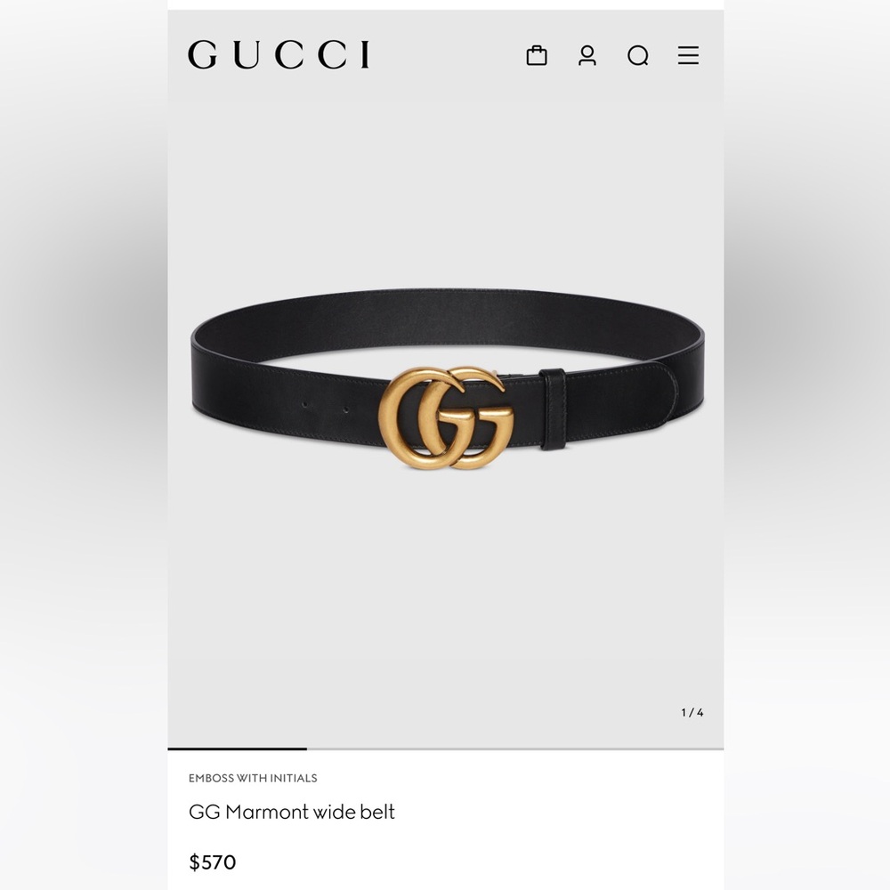 Gucci Black Leather Belt with Gold GG Emblem